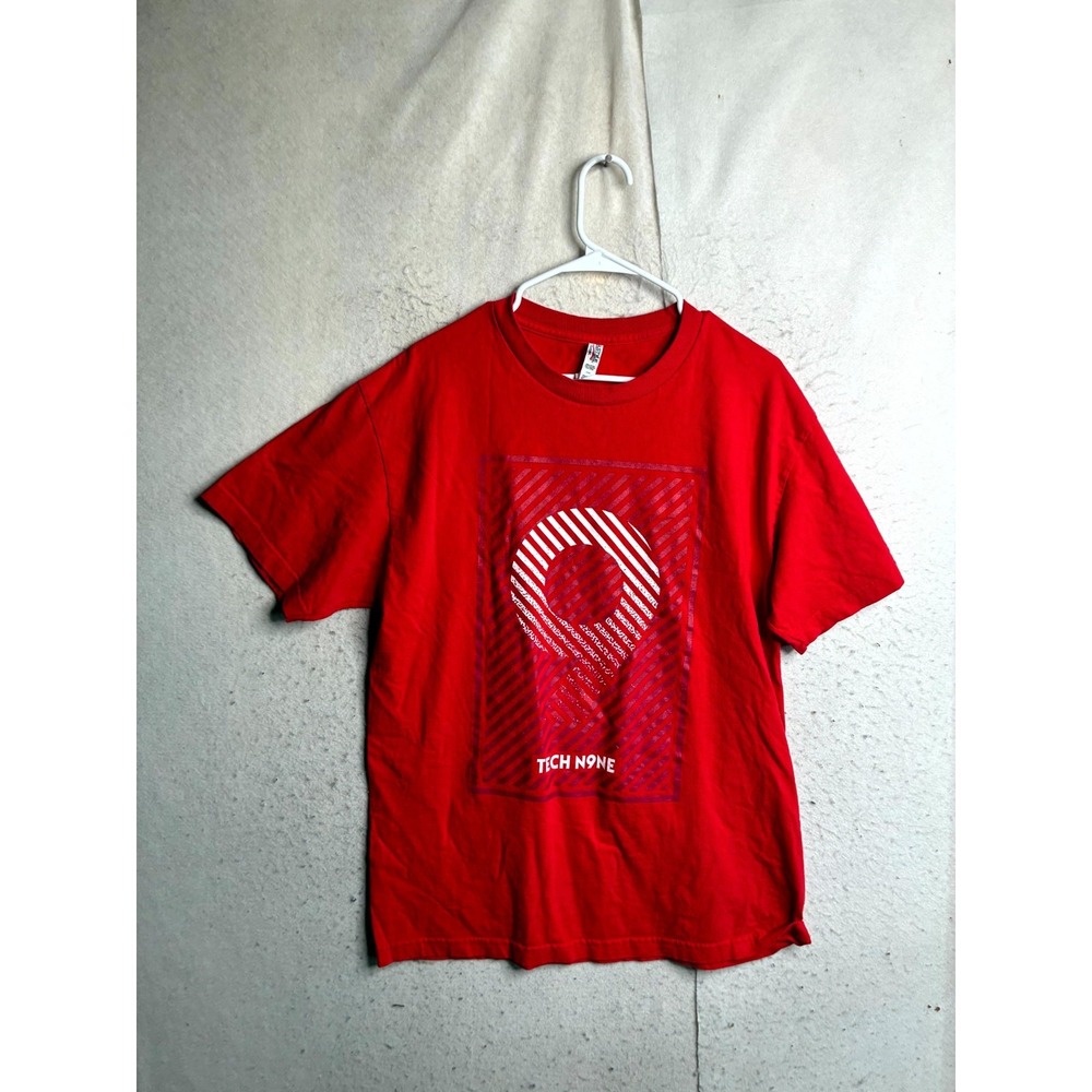 Vintage AAA Tech N9ne T-Shirt Mens Large Red Strange Music Rap Cotton Pullover